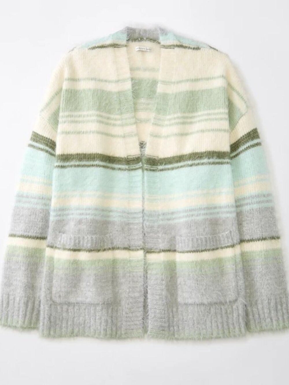 American Eagle AE Whoa So Cozy Fuzzy Cardigan Grey Multi Medium #A3176 - Picture 3 of 8
